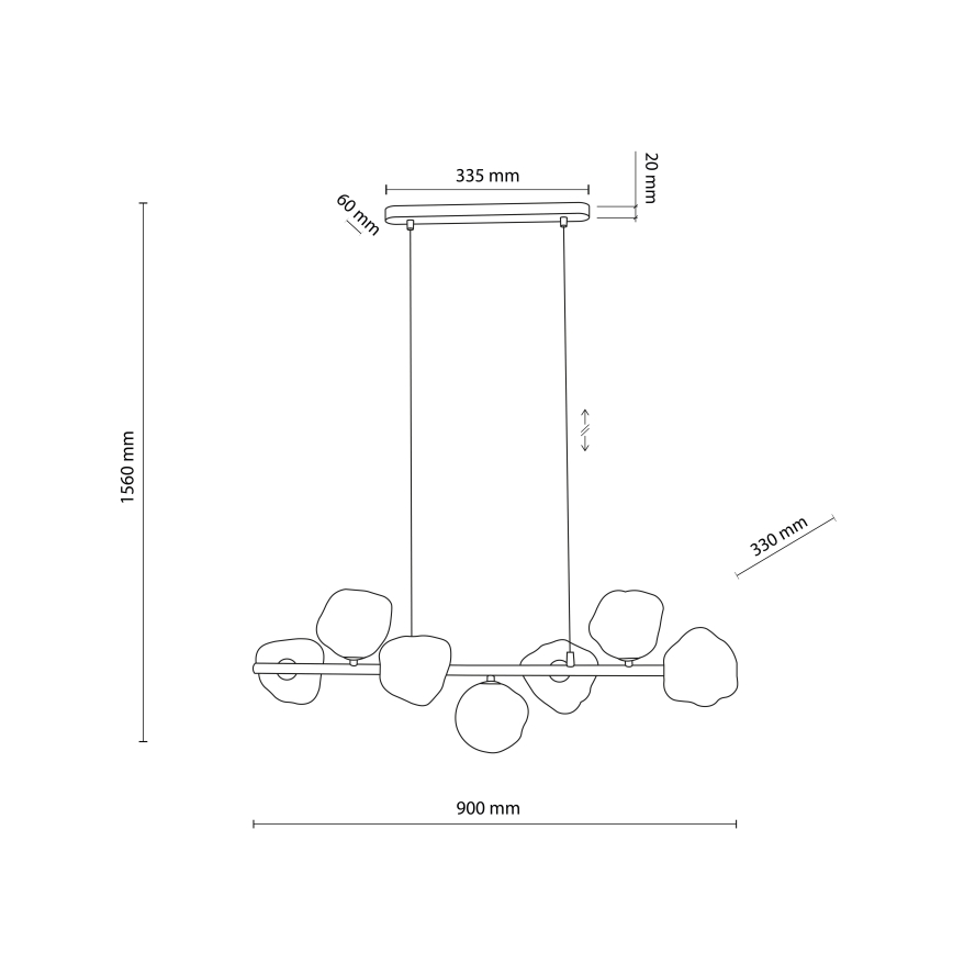 Lustr na lanku LAVA 7xG9/8W/230V béžová/kouřová béžová