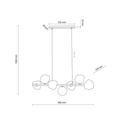 Lustr na lanku LAVA 7xG9/8W/230V bronzová/kouřová béžová