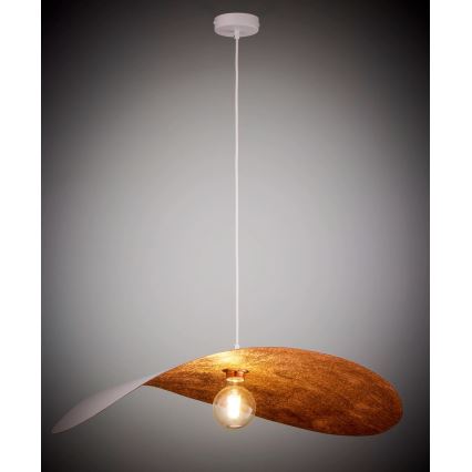 Lustr na lanku LEAF 1xE27/15W/230V bílá/měděná