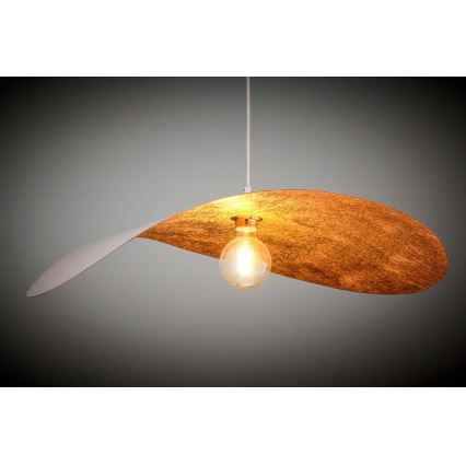 Lustr na lanku LEAF 1xE27/15W/230V bílá/měděná