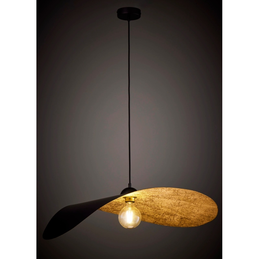 Lustr na lanku LEAF 1xE27/15W/230V černá/zlatá
