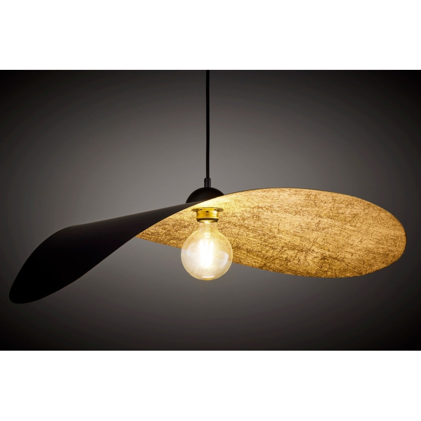 Lustr na lanku LEAF 1xE27/15W/230V černá/zlatá