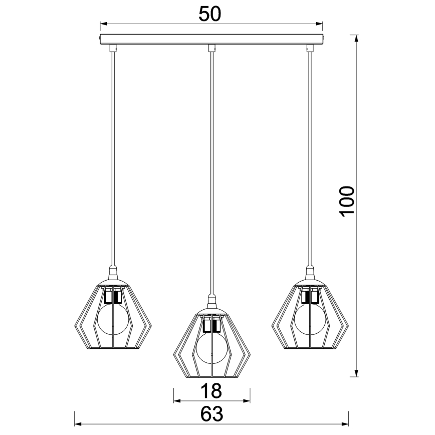 Lustr na lanku LETI 3xE27/15W/230W černá