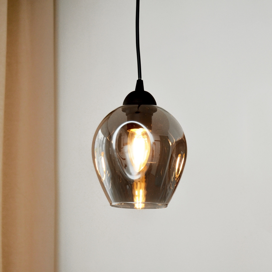 Lustr na lanku LILI 1xE27/15W/230V černá/šedá