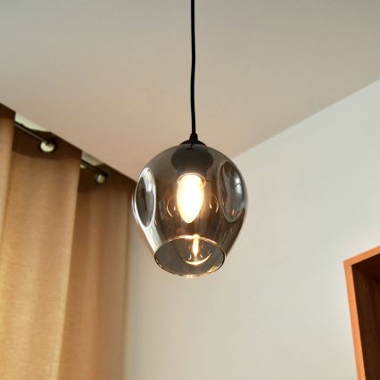 Lustr na lanku LILI 1xE27/15W/230V černá/šedá