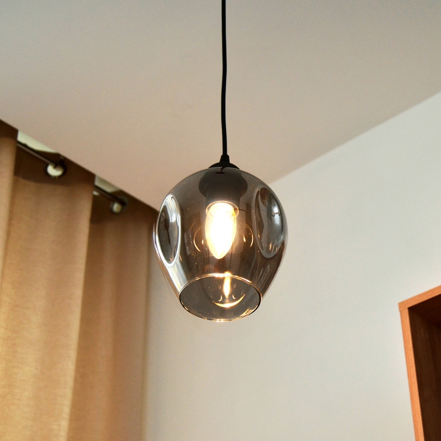 Lustr na lanku LILI 1xE27/15W/230V černá/šedá