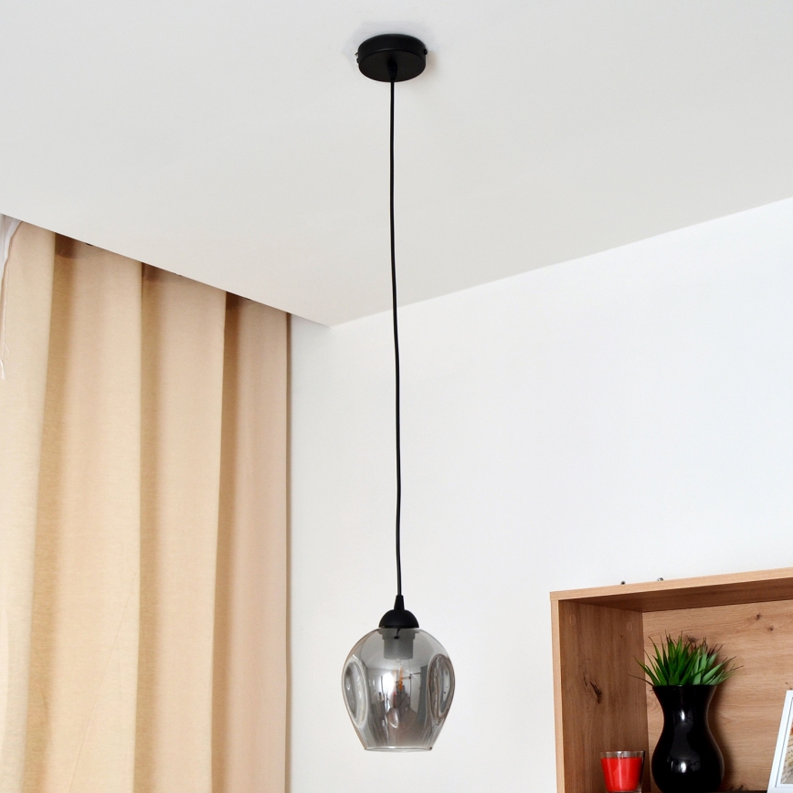 Lustr na lanku LILI 1xE27/15W/230V černá/šedá