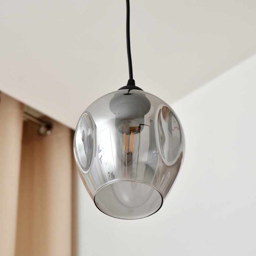 Lustr na lanku LILI 1xE27/15W/230V černá/šedá