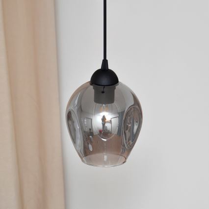 Lustr na lanku LILI 1xE27/15W/230V černá/šedá