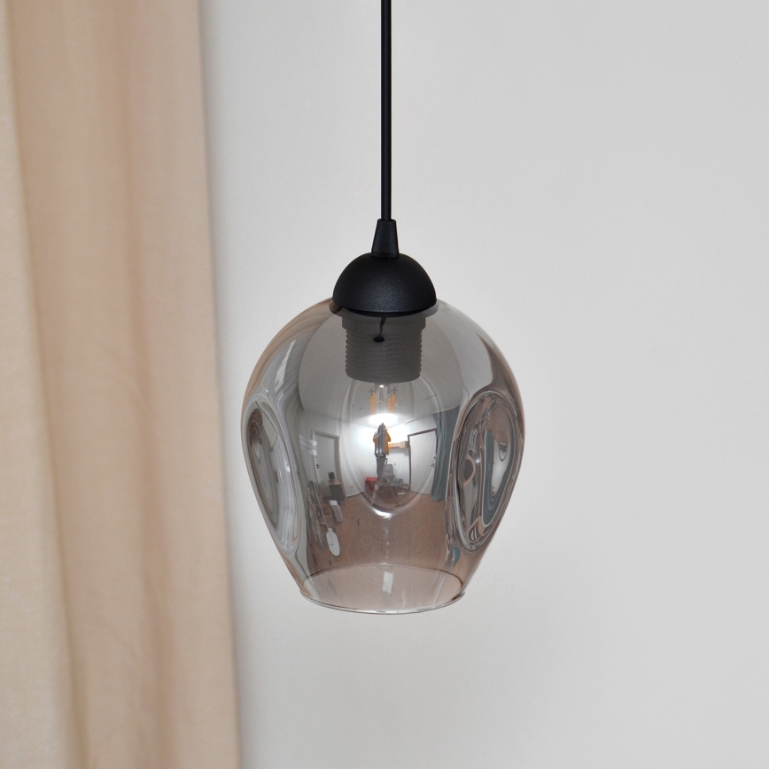 Lustr na lanku LILI 1xE27/15W/230V černá/šedá
