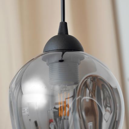 Lustr na lanku LILI 1xE27/15W/230V černá/šedá