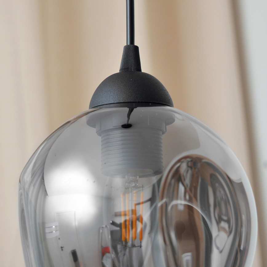 Lustr na lanku LILI 1xE27/15W/230V černá/šedá