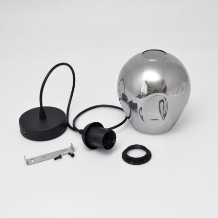 Lustr na lanku LILI 1xE27/15W/230V černá/šedá