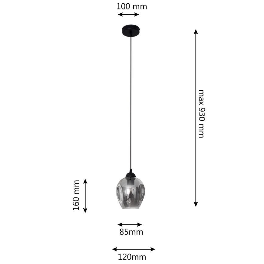 Lustr na lanku LILI 1xE27/15W/230V černá/šedá