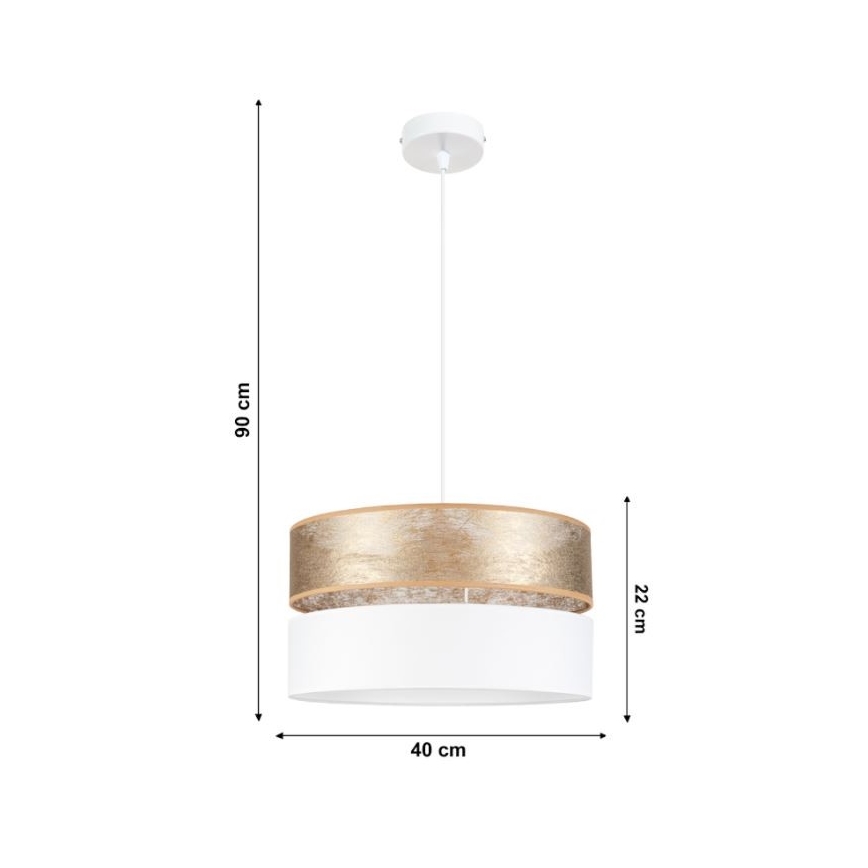 Lustr na lanku LIMA 1xE27/60W/230V bílá/zlatá