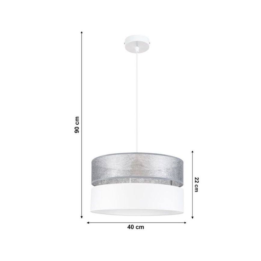 Lustr na lanku LIMA 1xE27/60W/230V stříbrná/bílá