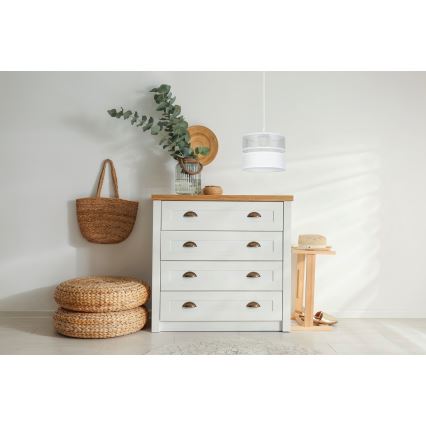 Lustr na lanku LIMA 1xE27/60W/230V stříbrná/bílá