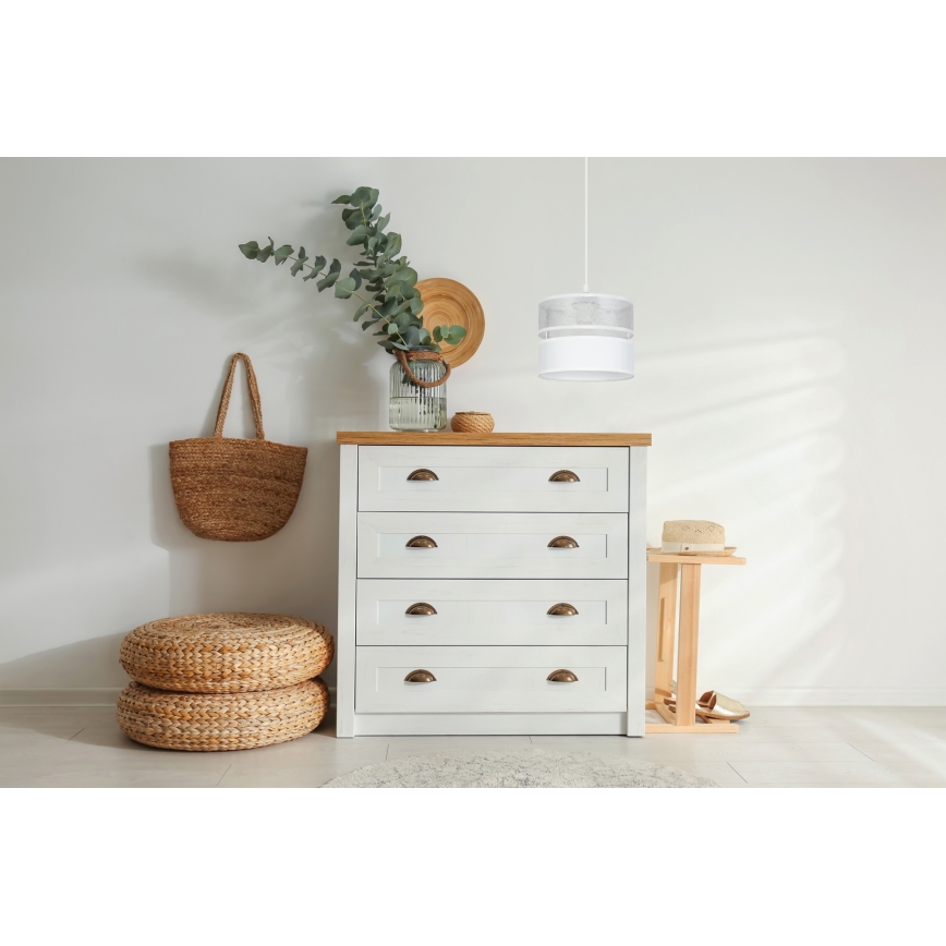 Lustr na lanku LIMA 1xE27/60W/230V stříbrná/bílá
