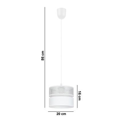Lustr na lanku LIMA 1xE27/60W/230V stříbrná/bílá