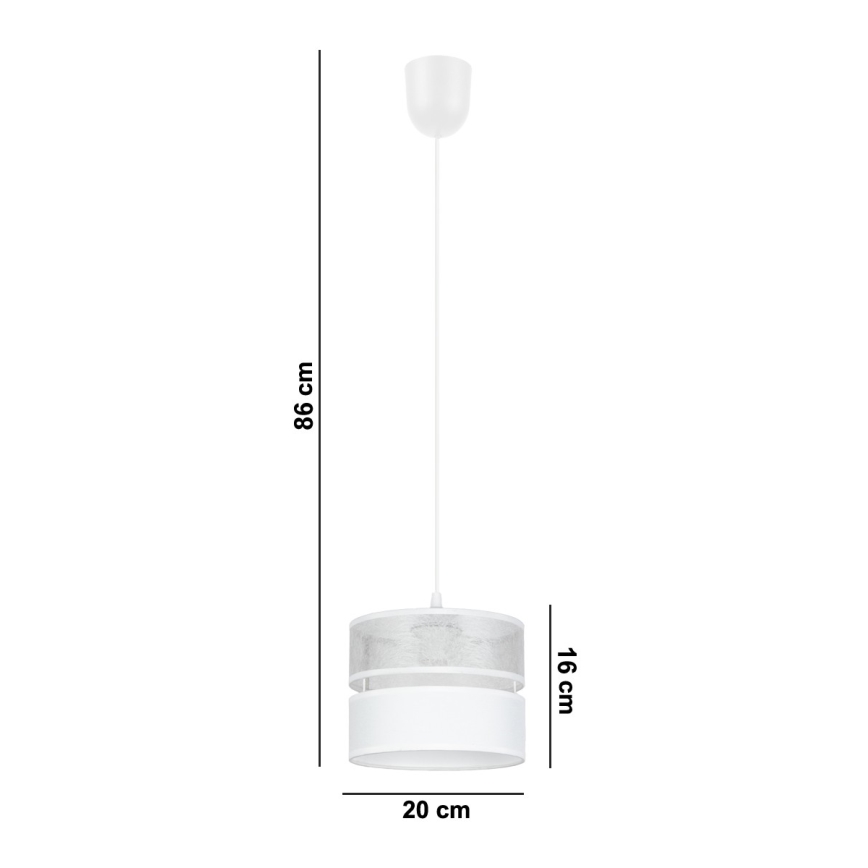 Lustr na lanku LIMA 1xE27/60W/230V stříbrná/bílá