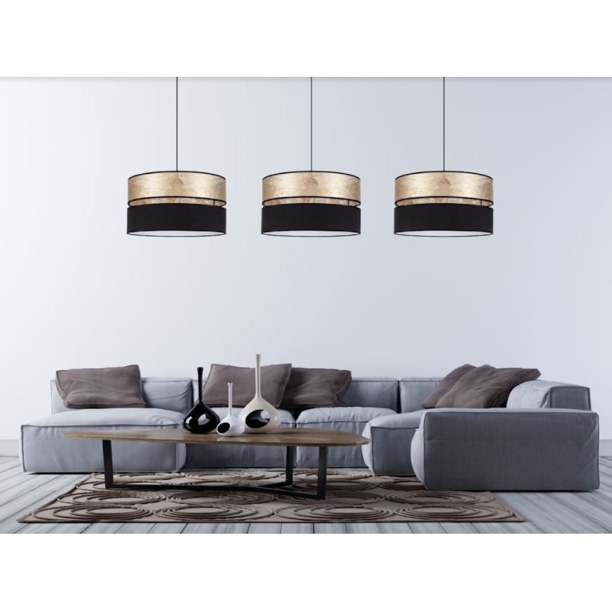 Lustr na lanku LIMA 1xE27/60W/230V zlatá/černá