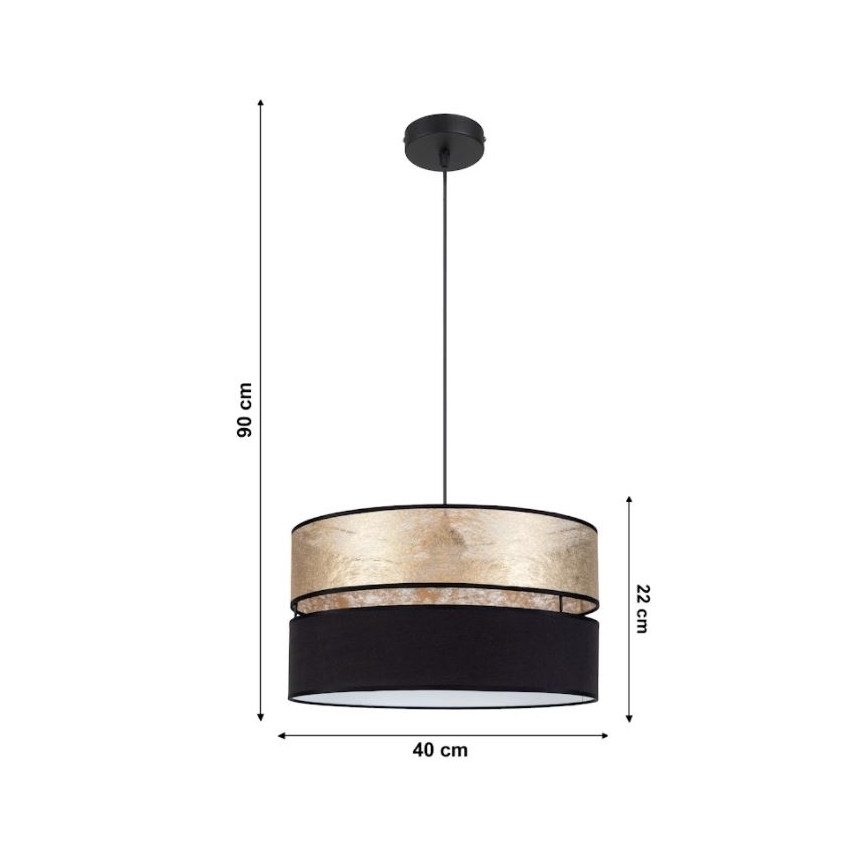 Lustr na lanku LIMA 1xE27/60W/230V zlatá/černá