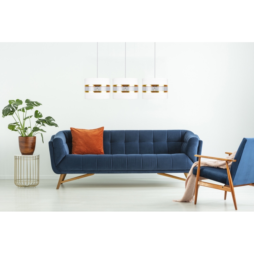 Lustr na lanku LIND 3xE27/60W/230V bílá
