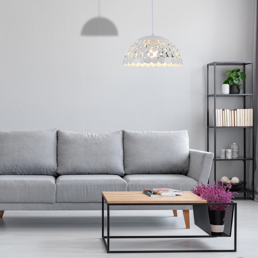 Lustr na lanku LISA WHITE 1xE27/60W/230V