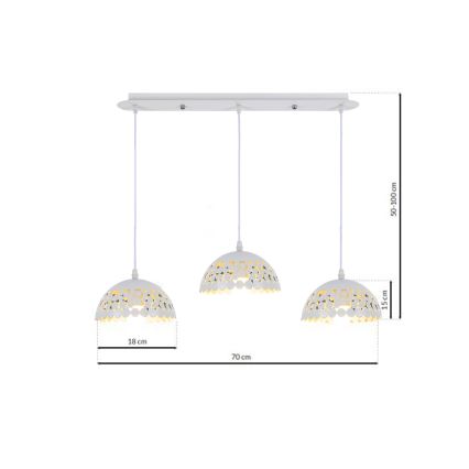 Lustr na lanku LISA WHITE 3xE27/60W/230V