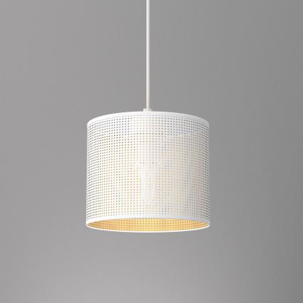 Lustr na lanku LOFT SHADE 1xE27/60W/230V pr. 18 cm bílá/zlatá