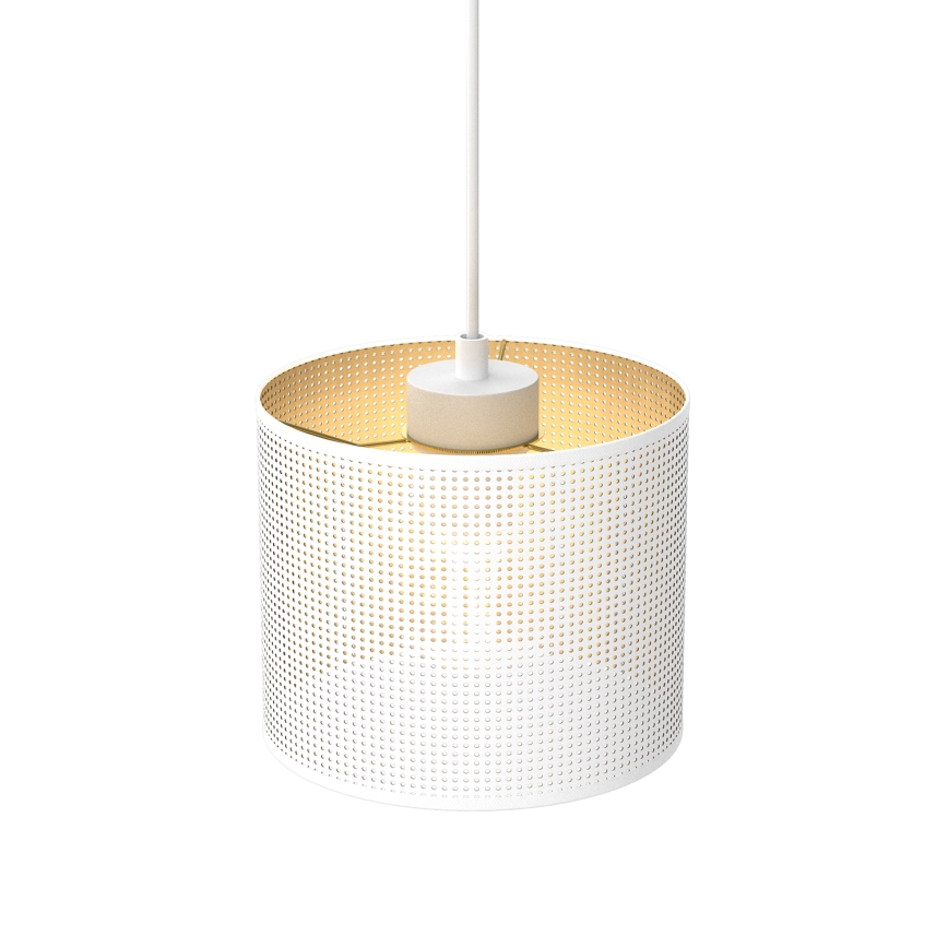 Lustr na lanku LOFT SHADE 1xE27/60W/230V pr. 18 cm bílá/zlatá