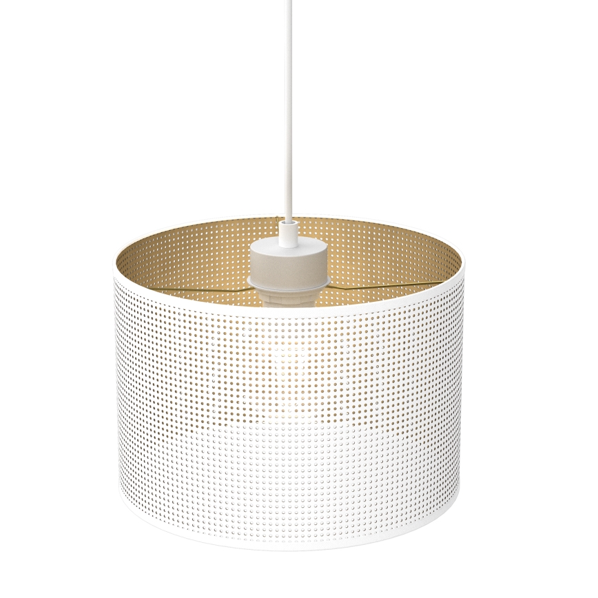 Lustr na lanku LOFT SHADE 1xE27/60W/230V pr. 25 cm bílá/zlatá