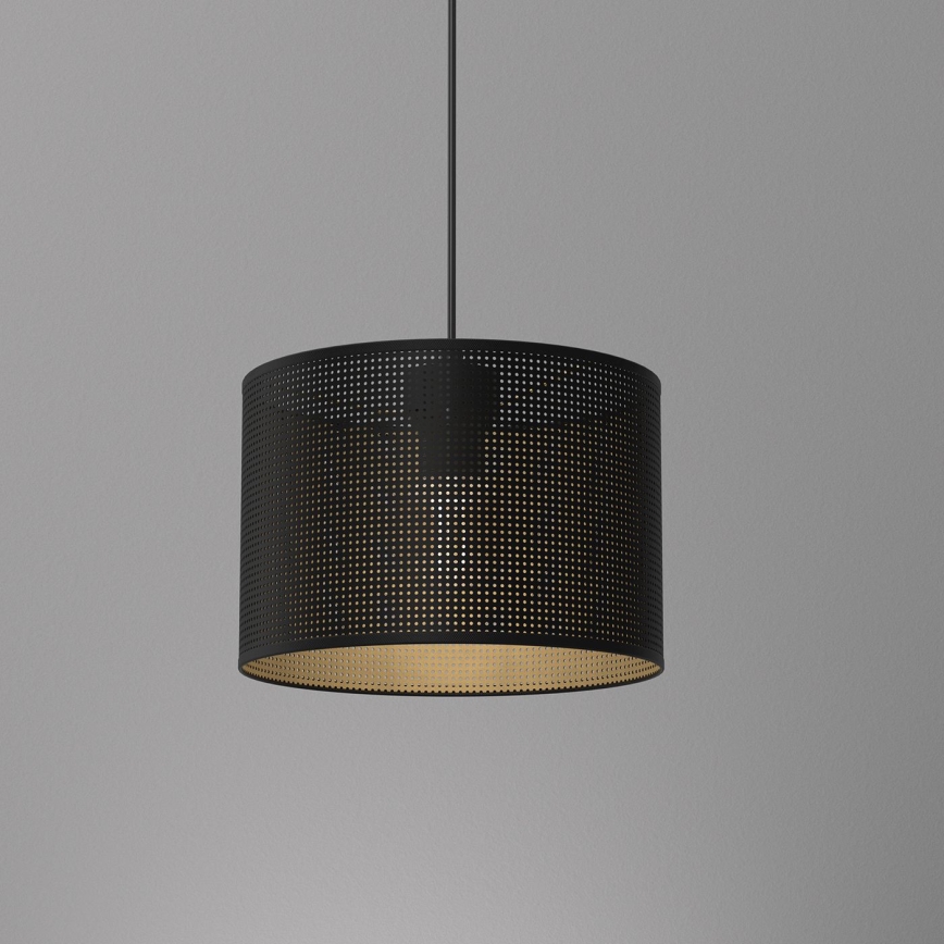 Lustr na lanku LOFT SHADE 1xE27/60W/230V pr. 25 cm černá/zlatá