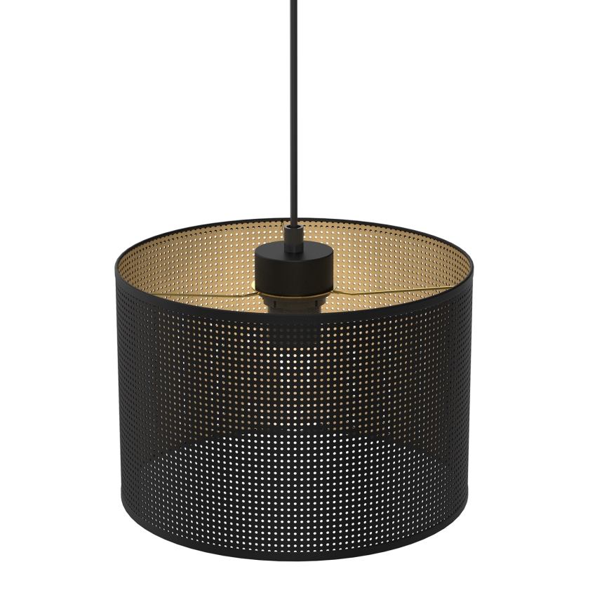 Lustr na lanku LOFT SHADE 1xE27/60W/230V pr. 25 cm černá/zlatá
