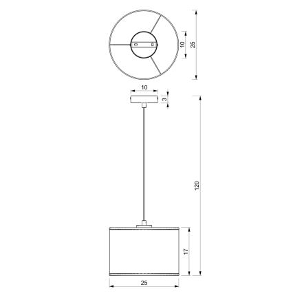 Lustr na lanku LOFT SHADE 1xE27/60W/230V pr. 25 cm černá/zlatá