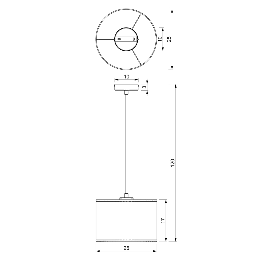 Lustr na lanku LOFT SHADE 1xE27/60W/230V pr. 25 cm černá/zlatá