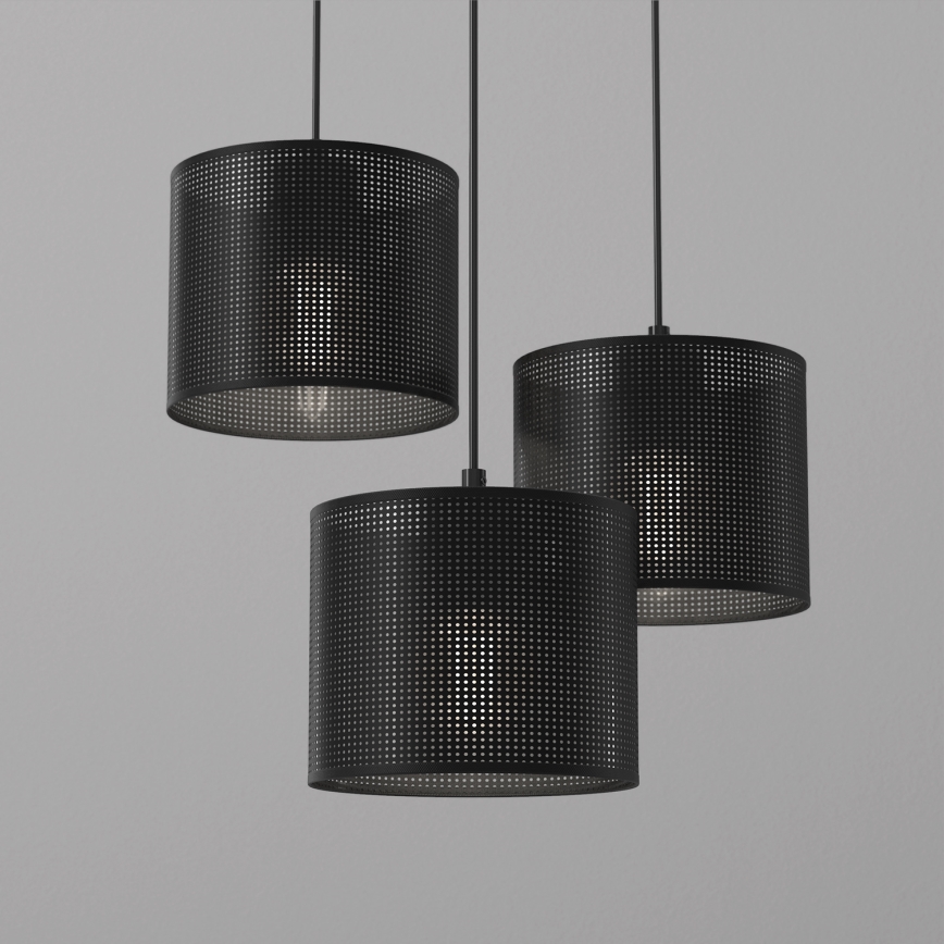 Lustr na lanku LOFT SHADE 3xE27/60W/230V černá