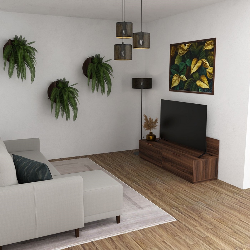Lustr na lanku LOFT SHADE 3xE27/60W/230V černá/zlatá
