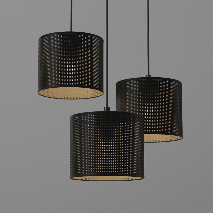 Lustr na lanku LOFT SHADE 3xE27/60W/230V černá/zlatá