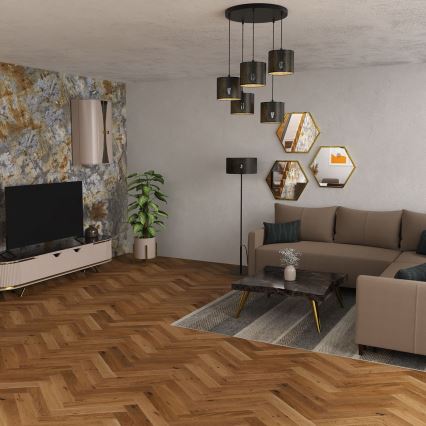 Lustr na lanku LOFT SHADE 5xE27/60W/230V černá/zlatá