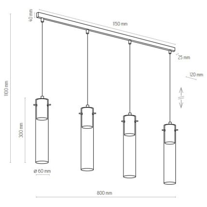 Lustr na lanku LOOK GRAPHITE 4xGU10/10W/230V