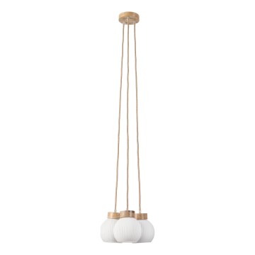Lustr na lanku LOOMIS 3xE27/15W/230V 130 cm béžová/dub