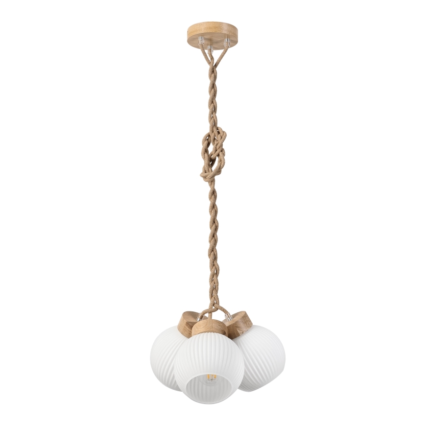 Lustr na lanku LOOMIS 3xE27/15W/230V 130 cm béžová/dub