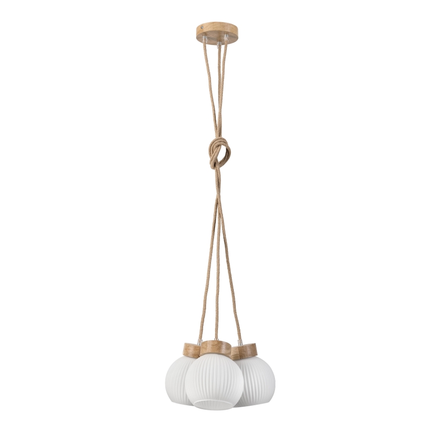 Lustr na lanku LOOMIS 3xE27/15W/230V 130 cm béžová/dub
