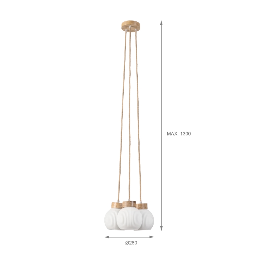 Lustr na lanku LOOMIS 3xE27/15W/230V 130 cm béžová/dub