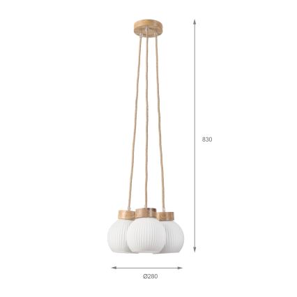 Lustr na lanku LOOMIS 3xE27/15W/230V 83 cm béžová/dub