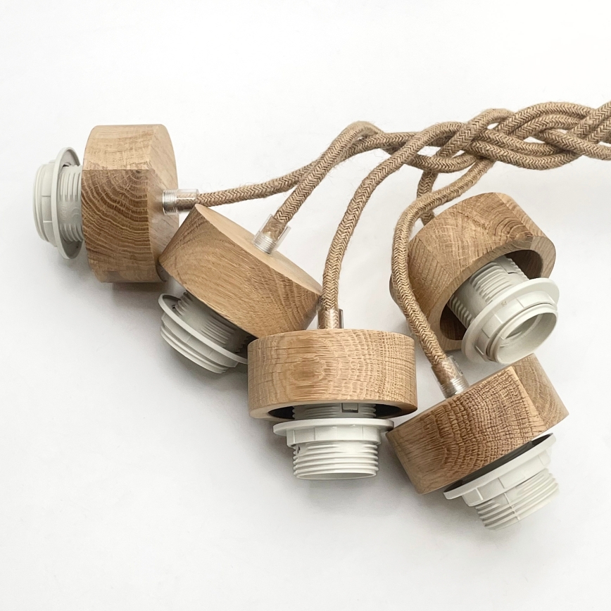 Lustr na lanku LOOMIS 5xE27/15W/230V 130 cm béžová/dub