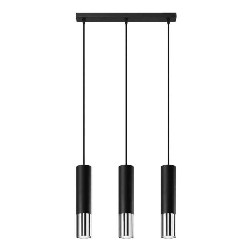 Lustr na lanku LOOPEZ 3xGU10/10W/230V černá/lesklý chrom