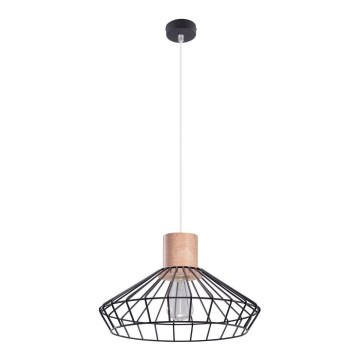 Lustr na lanku LORA 1xE27/60W/230V černá/bříza/buk