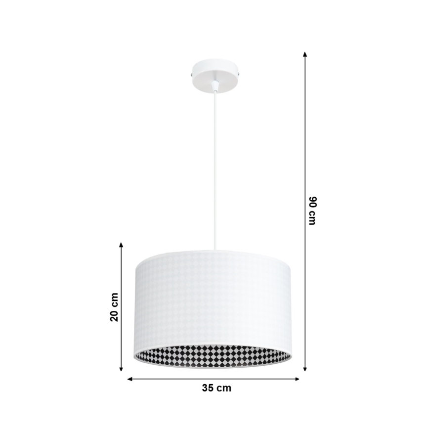 Lustr na lanku LORI 1xE27/60W/230V pr. 35 cm bílá